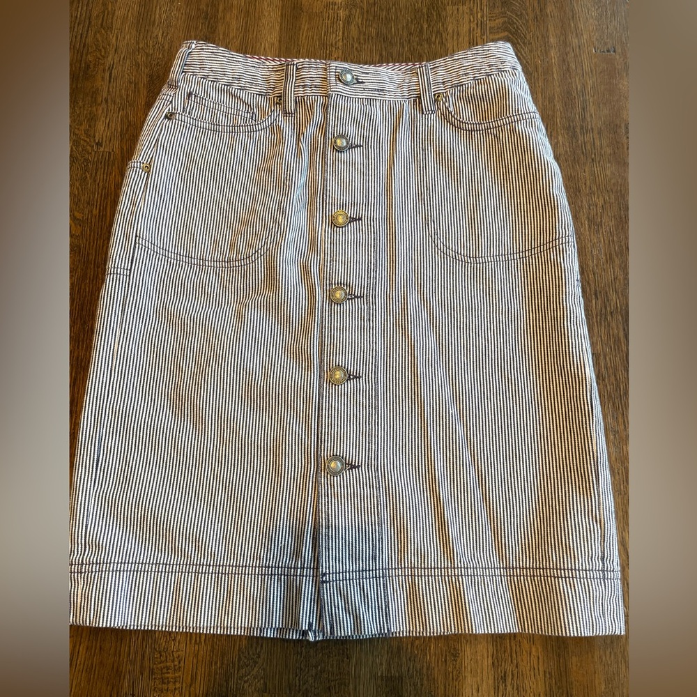 Patagonia Organic Railroad Stripe Tin Shed Hickory Stripe Skirt - Size Small